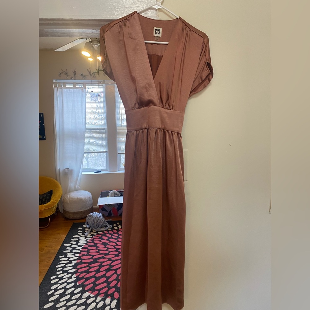 Beautiful satin light rose midi dress